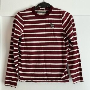 Abercrombie & Fitch Long Sleeve Crew Neck Muscle Shirt Boys L Striped Moose Logo